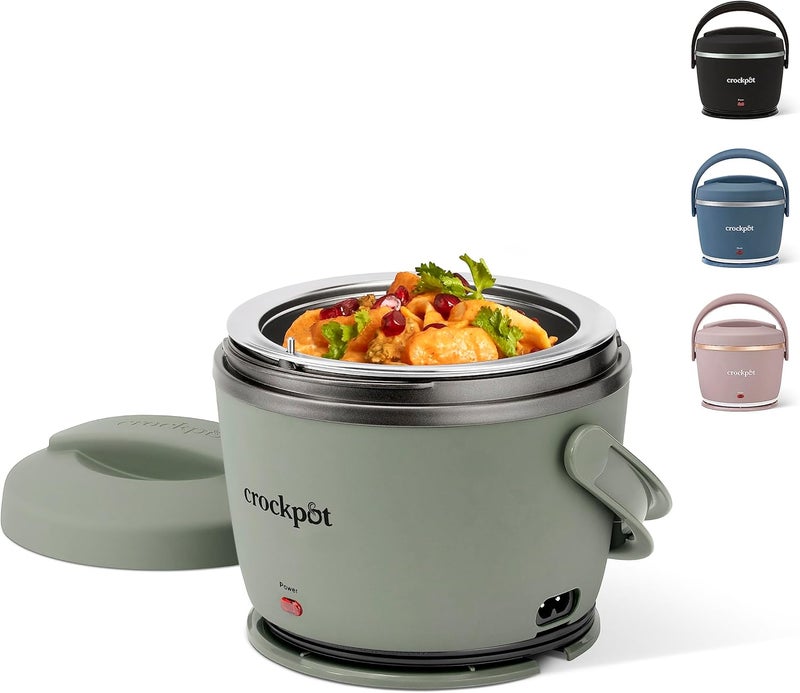 Crock-Pot صندوق غداء كهربائي محمول بسعة 20 أونصة بلون أخضر مميز | مثالي للسفر والتنقل | يحافظ على الطعام دافئًا ولذيذًا بدون انسكابات | آمن للغسل في غسالة الصحون - Image 1